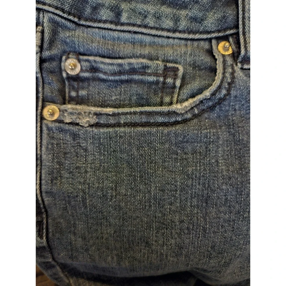 1. STATE SKINNY‎ HIGH RISE Med. Wash Distress Raw Hems Skinny Jeans Sz 29